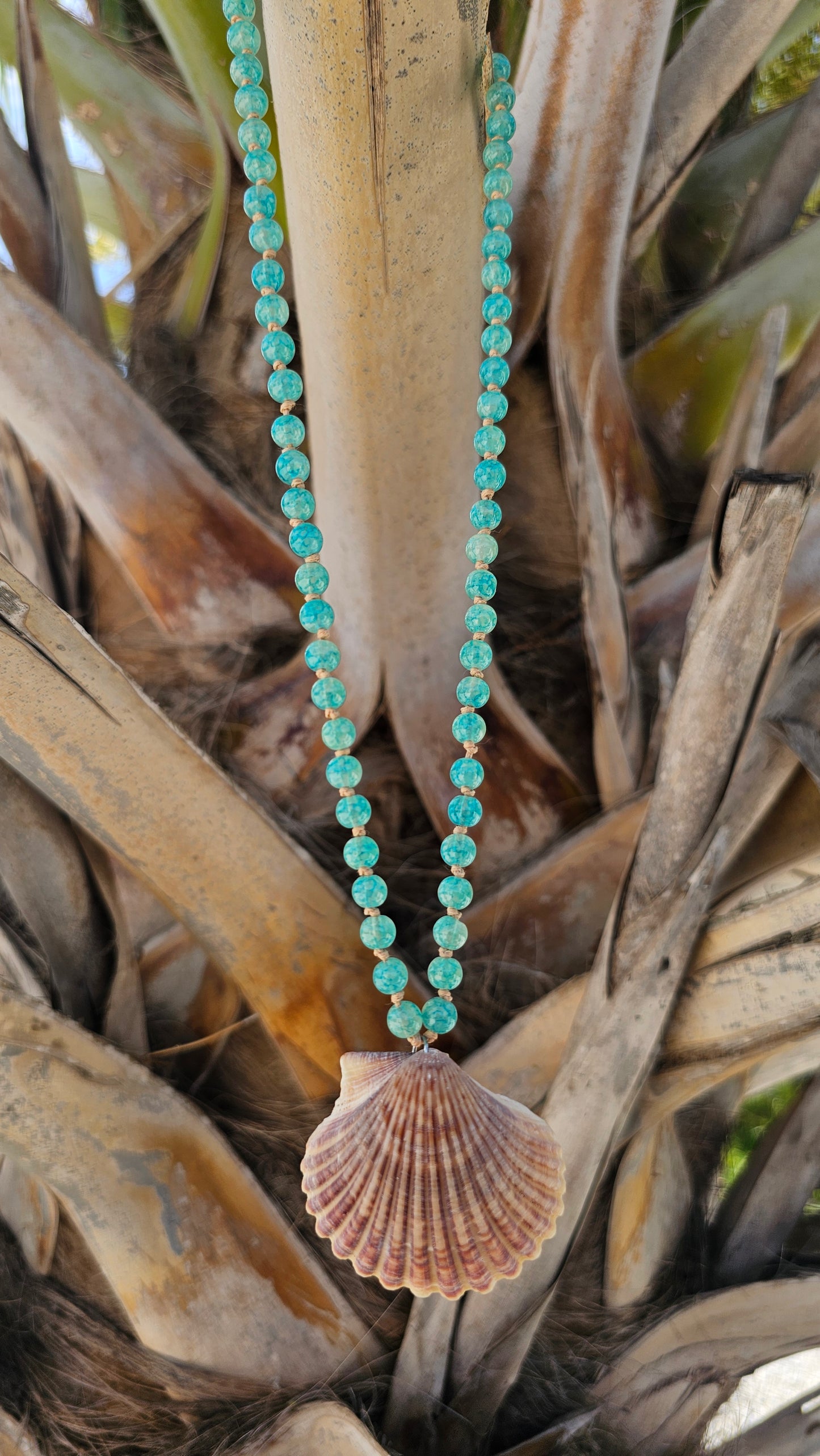 Aqua Scallop Necklace
